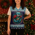 Cardiganshire Wales Christmas Knitted V-Neck Vest Cardigan Bay Dolphin Rugby Design - Aussie Hoodie