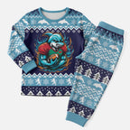 Cardiganshire Wales Christmas Pajama Set Cardigan Bay Dolphin Rugby Design - Aussie Hoodie