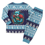 Cardiganshire Wales Christmas Pajama Set Cardigan Bay Dolphin Rugby Design - Aussie Hoodie