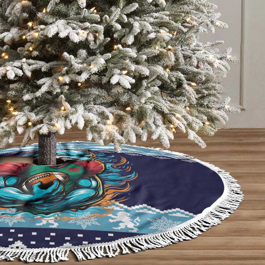 Cardiganshire Wales Christmas Tree Skirt Cardigan Bay Dolphin Rugby Design - Aussie Hoodie