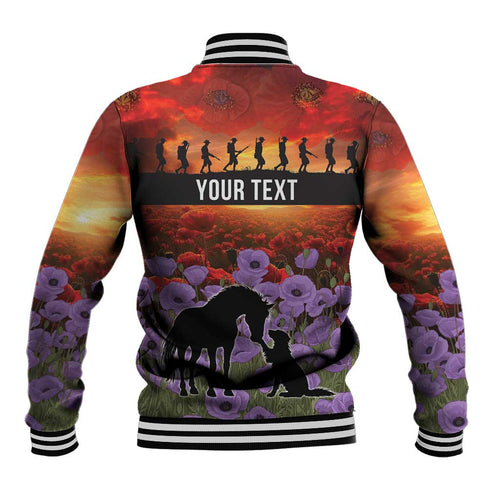 Personalised ANZAC Day Baseball Jacket Remembering the Animals of War