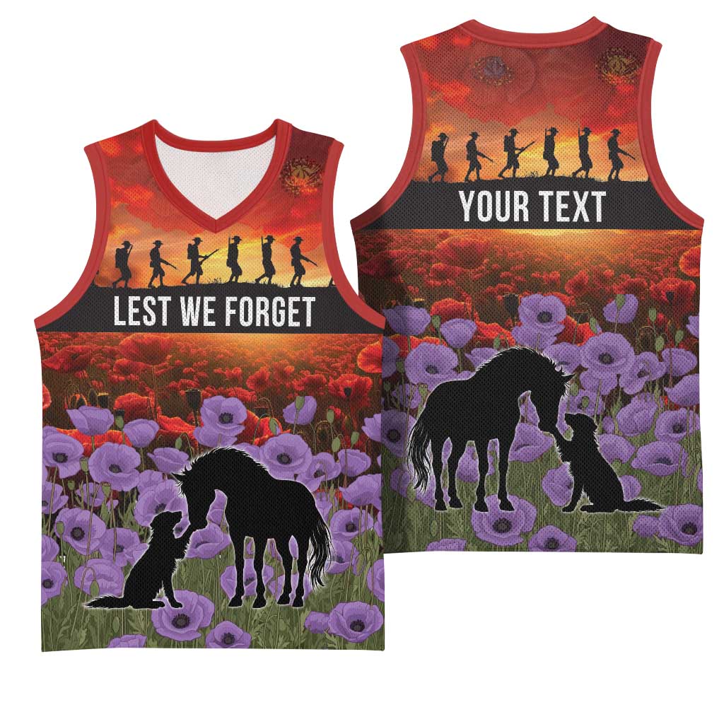 Personalised ANZAC Day Basketball Jersey Remembering the Animals of War