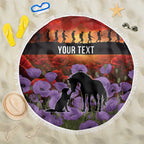 Personalised ANZAC Day Beach Blanket Remembering the Animals of War
