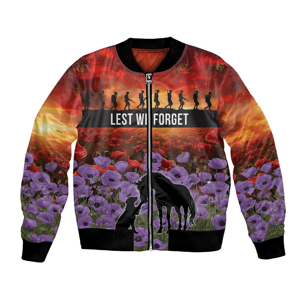 Personalised ANZAC Day Bomber Jacket Remembering the Animals of War