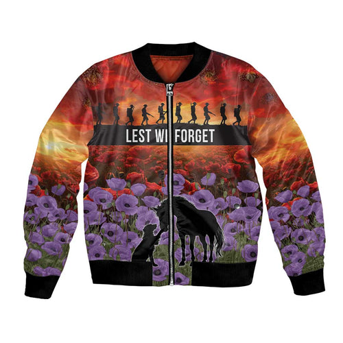 Personalised ANZAC Day Bomber Jacket Remembering the Animals of War