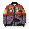 Personalised ANZAC Day Bomber Puffer Jacket Remembering the Animals of War