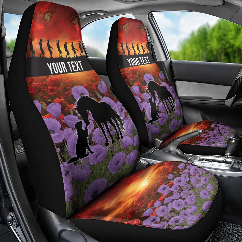 Personalised ANZAC Day Car Seat Cover Remembering the Animals of War