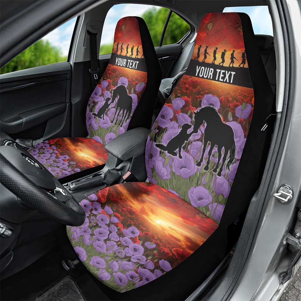 Personalised ANZAC Day Car Seat Cover Remembering the Animals of War