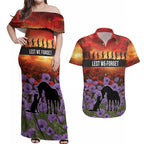 Personalised ANZAC Day Couples Matching Off Shoulder Maxi Dress and Hawaiian Shirt Remembering the Animals of War