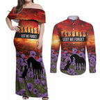 Personalised ANZAC Day Couples Matching Off Shoulder Maxi Dress and Long Sleeve Button Shirt Remembering the Animals of War