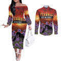 Personalised ANZAC Day Couples Matching Off The Shoulder Long Sleeve Dress and Long Sleeve Button Shirt Remembering the Animals of War