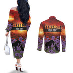 Personalised ANZAC Day Couples Matching Off The Shoulder Long Sleeve Dress and Long Sleeve Button Shirt Remembering the Animals of War