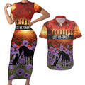 Personalised ANZAC Day Couples Matching Short Sleeve Bodycon Dress and Hawaiian Shirt Remembering the Animals of War