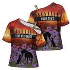 Personalised ANZAC Day Cross Shoulder Shirt Remembering the Animals of War
