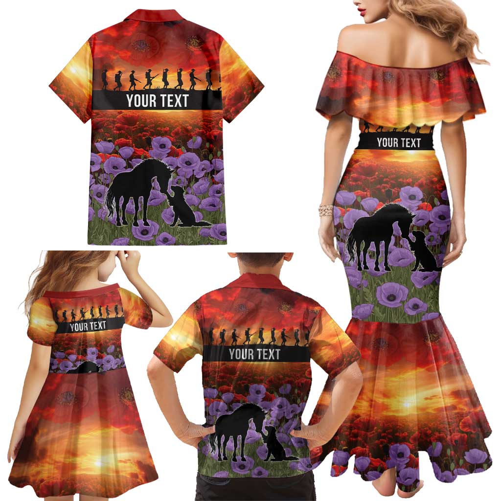Personalised ANZAC Day Family Matching Mermaid Dress and Hawaiian Shirt Remembering the Animals of War