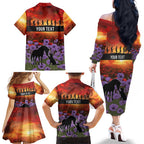 Personalised ANZAC Day Family Matching Off The Shoulder Long Sleeve Dress and Hawaiian Shirt Remembering the Animals of War