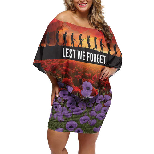 Personalised ANZAC Day Family Matching Off Shoulder Short Dress and Hawaiian Shirt Remembering the Animals of War