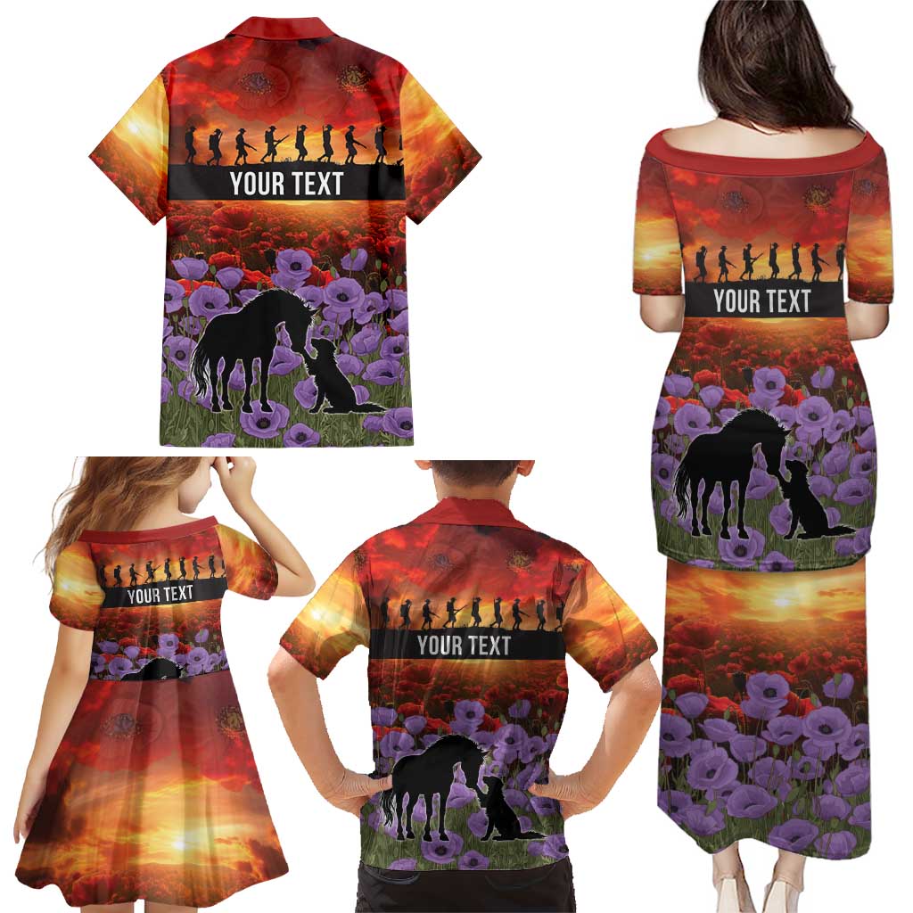 Personalised ANZAC Day Family Matching Puletasi and Hawaiian Shirt Remembering the Animals of War