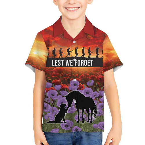 Personalised ANZAC Day Family Matching Puletasi and Hawaiian Shirt Remembering the Animals of War