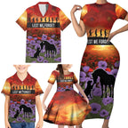 Personalised ANZAC Day Family Matching Short Sleeve Bodycon Dress and Hawaiian Shirt Remembering the Animals of War