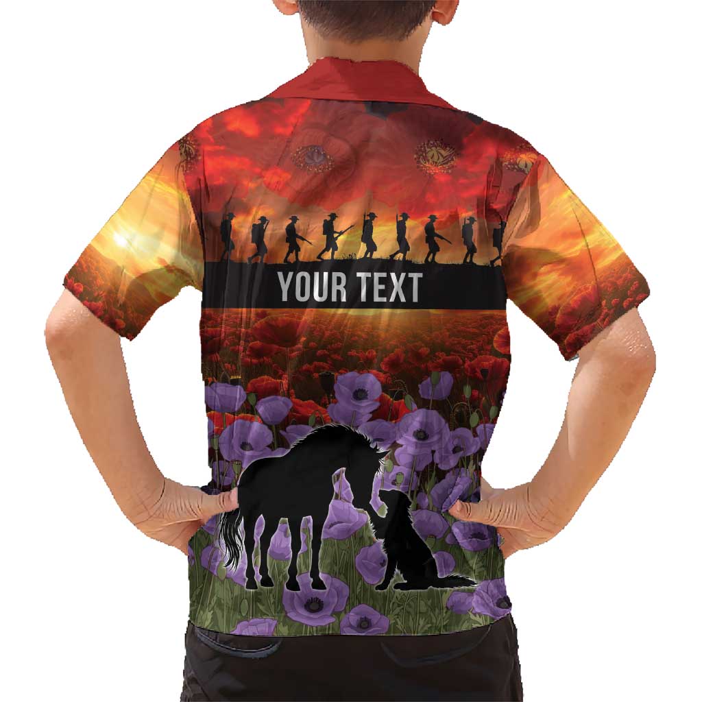 Personalised ANZAC Day Family Matching Short Sleeve Bodycon Dress and Hawaiian Shirt Remembering the Animals of War