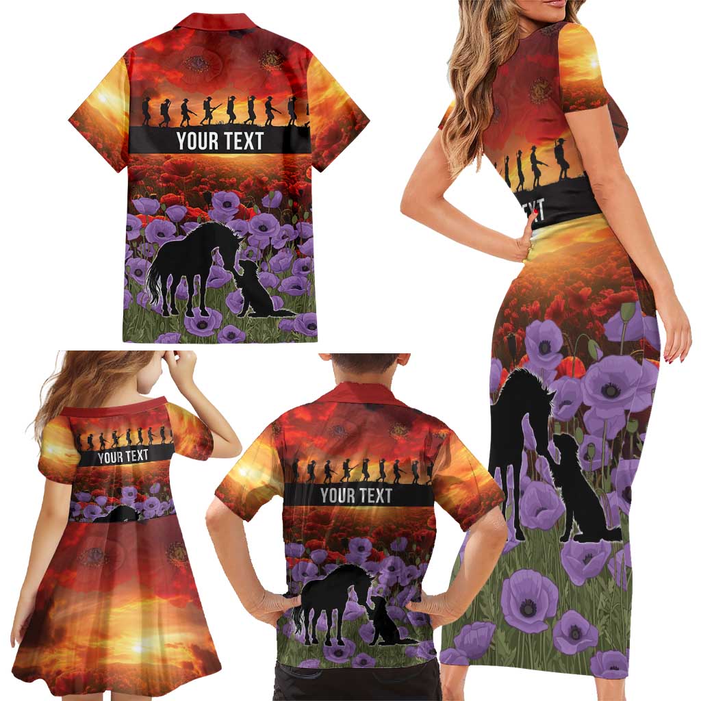 Personalised ANZAC Day Family Matching Short Sleeve Bodycon Dress and Hawaiian Shirt Remembering the Animals of War