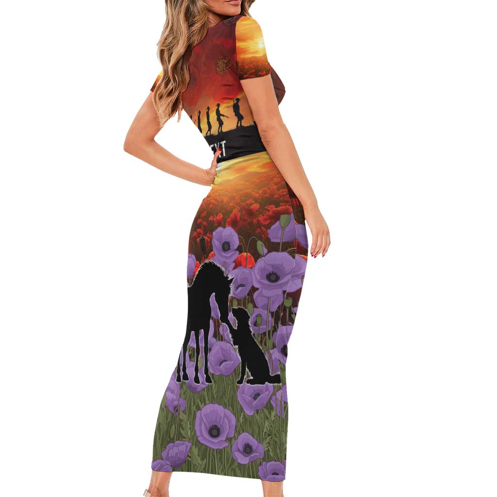 Personalised ANZAC Day Family Matching Short Sleeve Bodycon Dress and Hawaiian Shirt Remembering the Animals of War