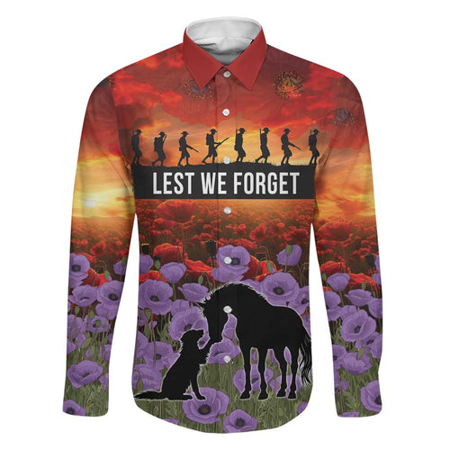 Personalised ANZAC Day Family Matching Tank Maxi Dress and Hawaiian Shirt Remembering the Animals of War