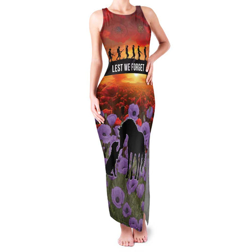 Personalised ANZAC Day Family Matching Tank Maxi Dress and Hawaiian Shirt Remembering the Animals of War