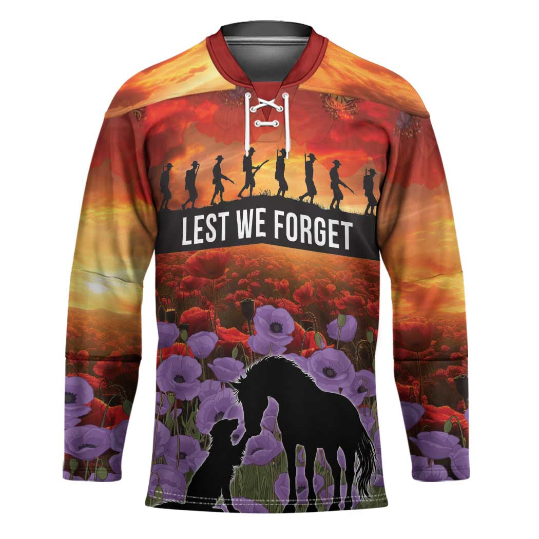 Personalised ANZAC Day Hockey Jersey Remembering the Animals of War