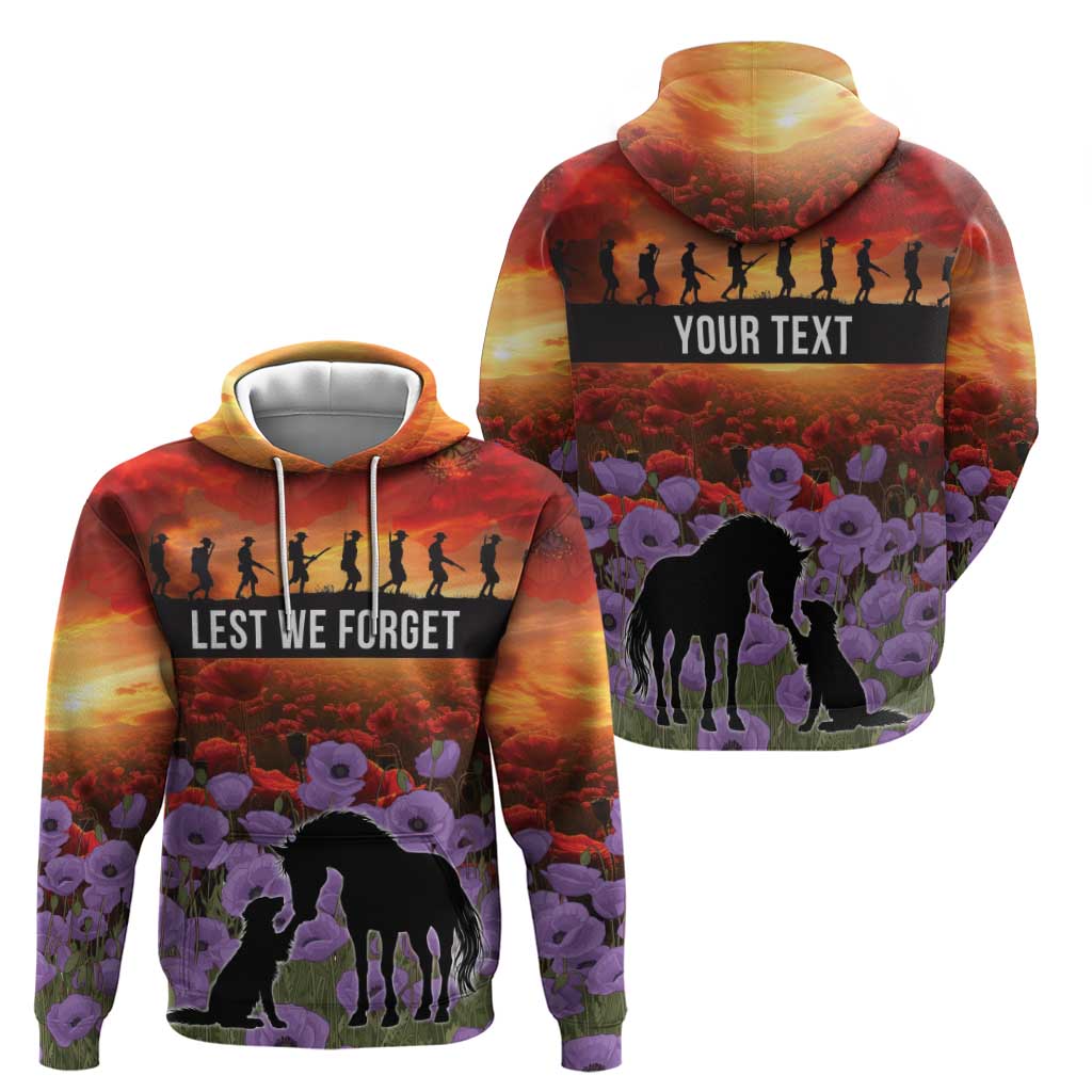Personalised ANZAC Day Hoodie Remembering the Animals of War