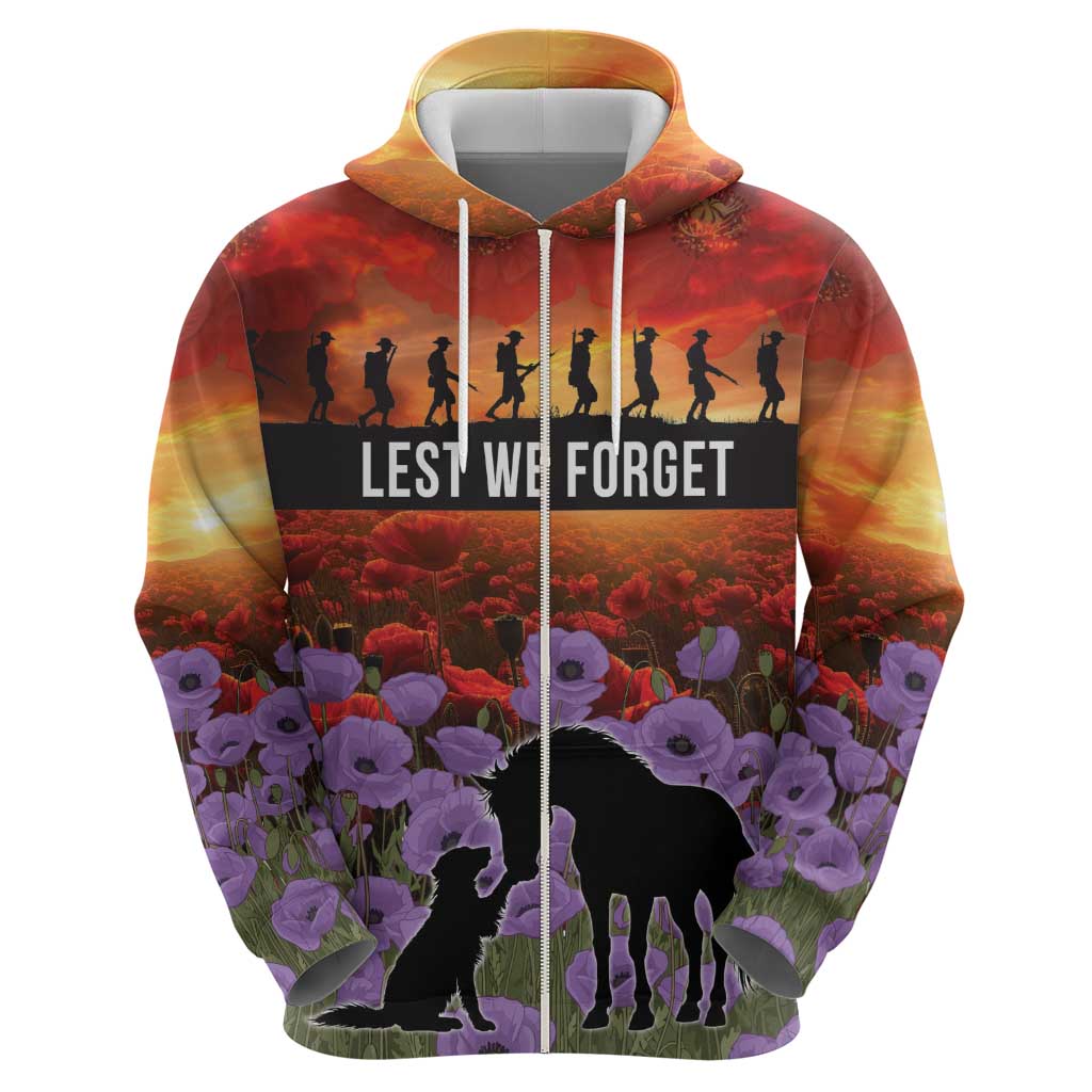 Personalised ANZAC Day Hoodie Remembering the Animals of War