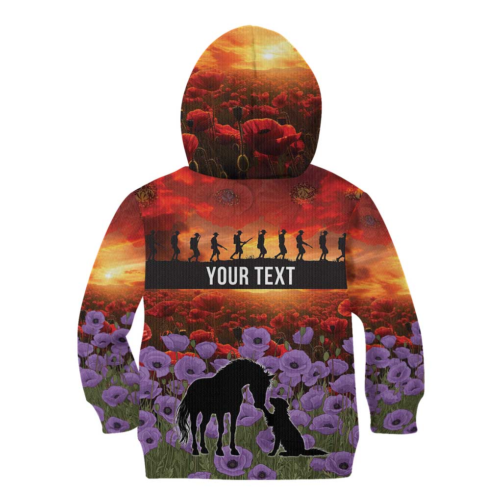 Personalised ANZAC Day Kid Hoodie Remembering the Animals of War