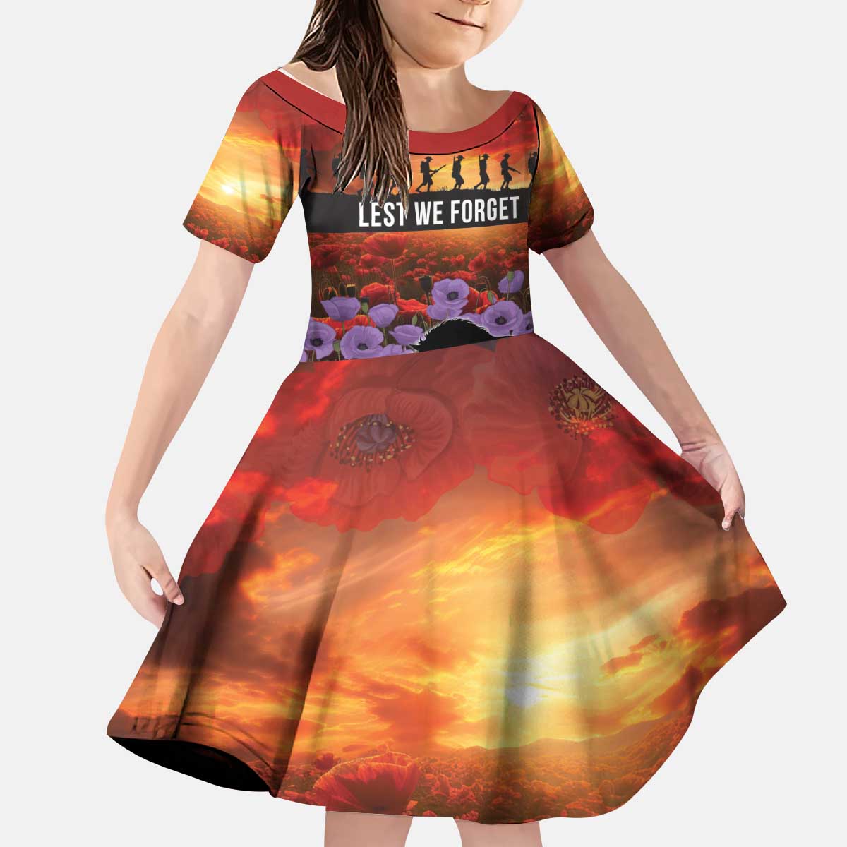 Personalised ANZAC Day Kid Short Sleeve Dress Remembering the Animals of War