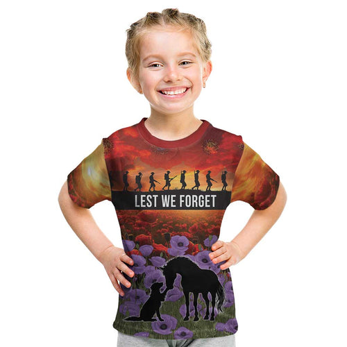 Personalised ANZAC Day Kid T Shirt Remembering the Animals of War