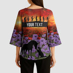 Personalised ANZAC Day Kimono Sleeve Blouse Remembering the Animals of War