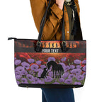 Personalised ANZAC Day Leather Tote Bag Remembering the Animals of War