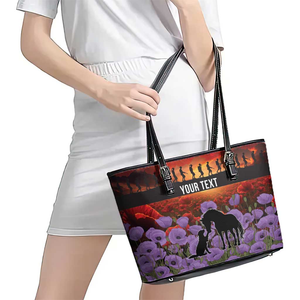 Personalised ANZAC Day Leather Tote Bag Remembering the Animals of War