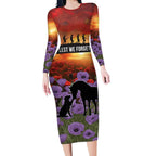 Personalised ANZAC Day Long Sleeve Bodycon Dress Remembering the Animals of War