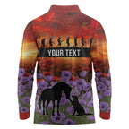 Personalised ANZAC Day Long Sleeve Polo Shirt Remembering the Animals of War