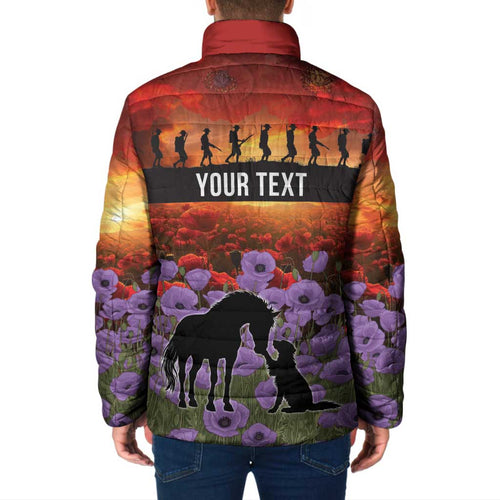 Personalised ANZAC Day Padded Jacket Remembering the Animals of War