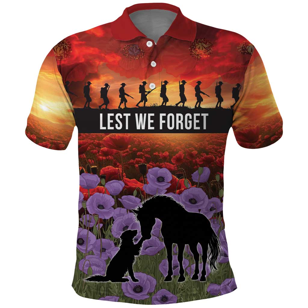 Personalised ANZAC Day Polo Shirt Remembering the Animals of War