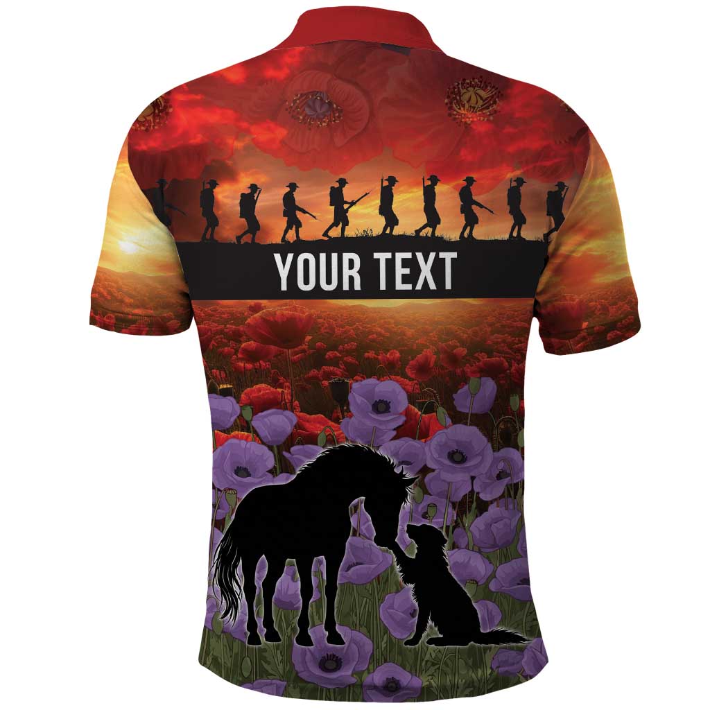 Personalised ANZAC Day Polo Shirt Remembering the Animals of War