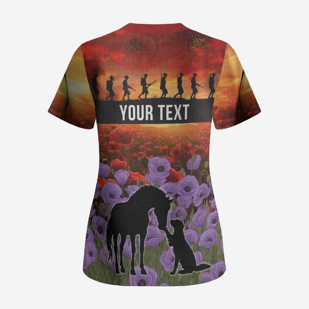 Personalised ANZAC Day Scrub Top Remembering the Animals of War