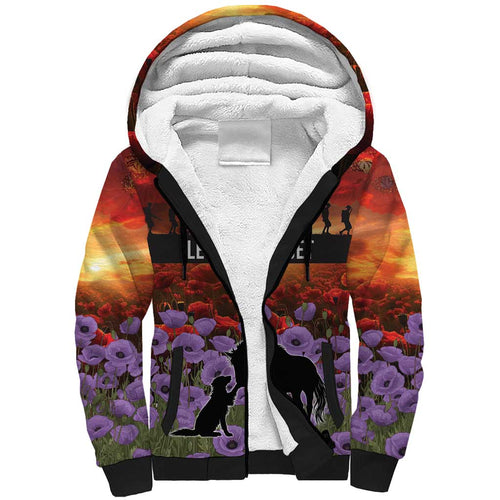 Personalised ANZAC Day Sherpa Hoodie Remembering the Animals of War