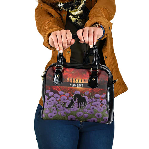 Personalised ANZAC Day Shoulder Handbag Remembering the Animals of War