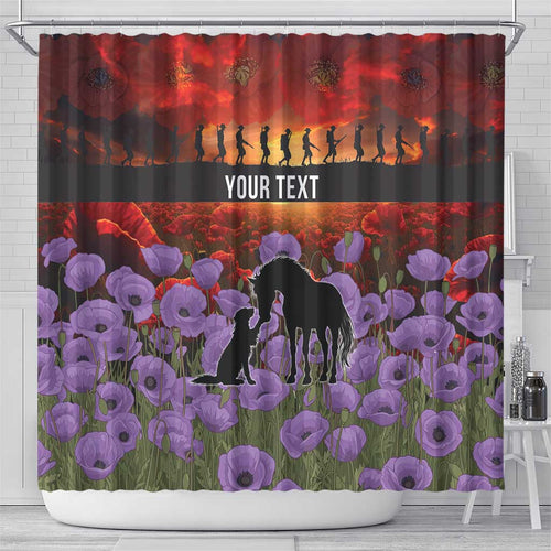 Personalised ANZAC Day Shower Curtain Remembering the Animals of War