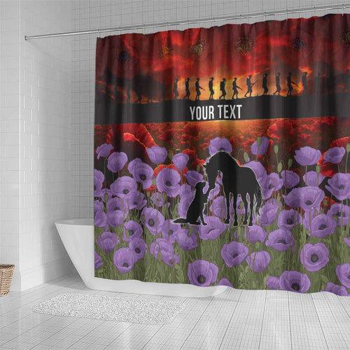 Personalised ANZAC Day Shower Curtain Remembering the Animals of War