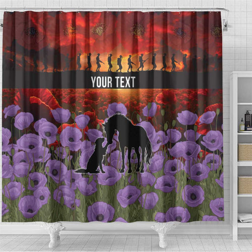 Personalised ANZAC Day Shower Curtain Remembering the Animals of War