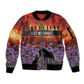 Personalised ANZAC Day Sleeve Zip Bomber Jacket Remembering the Animals of War